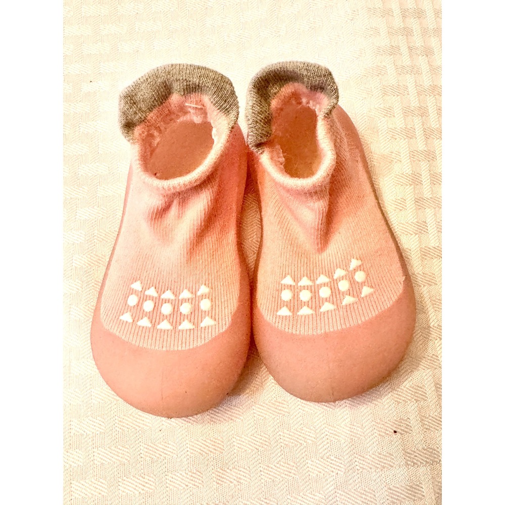 Pink Rubber Sole Baby Shoes Infant First Walkers Soft Knit Sneakers Blush Pink